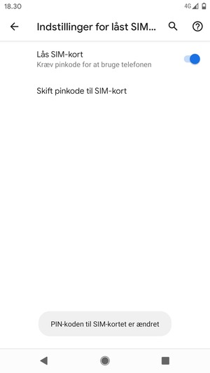 Din PIN-kode til SIM-kort er nu ændret