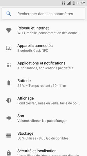Sélectionnez Réseau et Internet