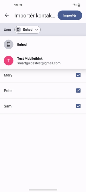Vælg din Googe konto