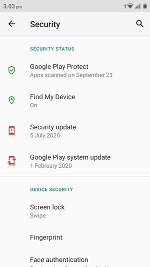 Select Screen lock