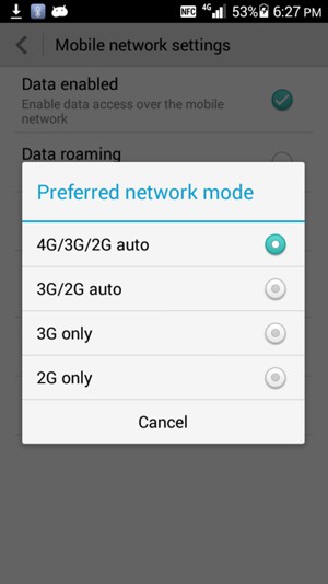 Select 2G only / GSM only to enable 2G
