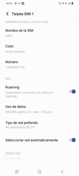 Activar o desactivar Roaming