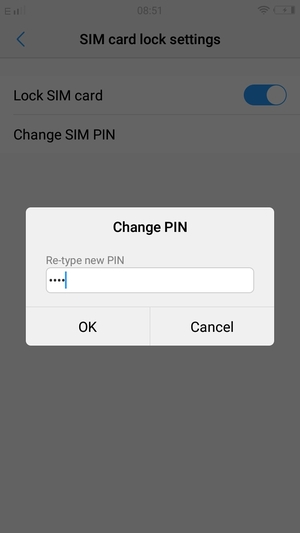 Confirm your new SIM PIN and select OK