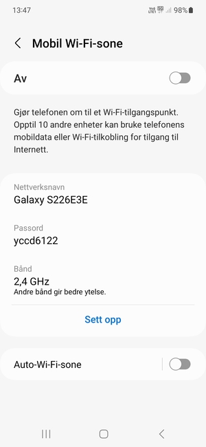 Velg Sett opp