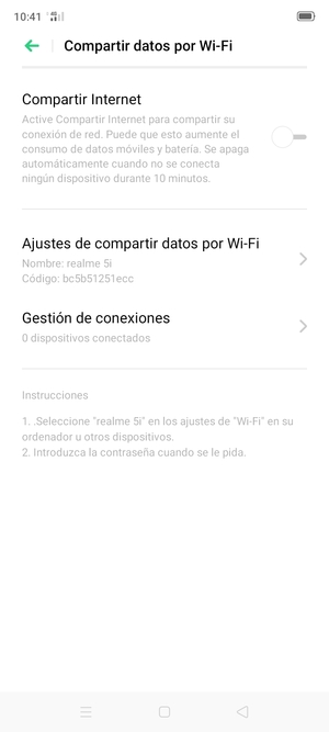 Seleccione Ajustes de compartir datos por Wi-Fi