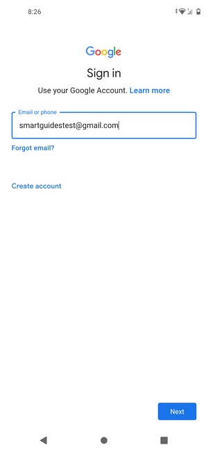 Enter your Gmail address and select Next