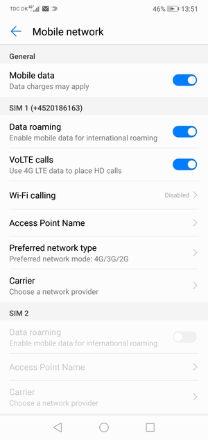 Turn Data roaming on or off