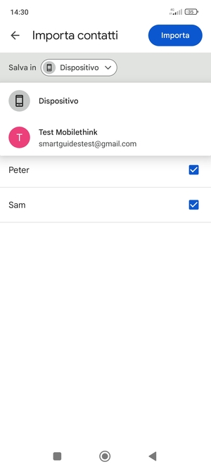 Seleziona il tuo account  Google