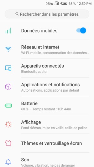 Sélectionnez Réseau et Internet