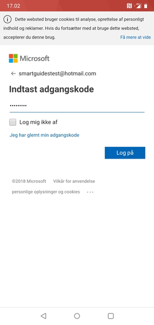 Indtast din adgangskode og vælg Log på