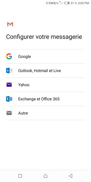 Sélectionnez Outlook, Hotmail et Live