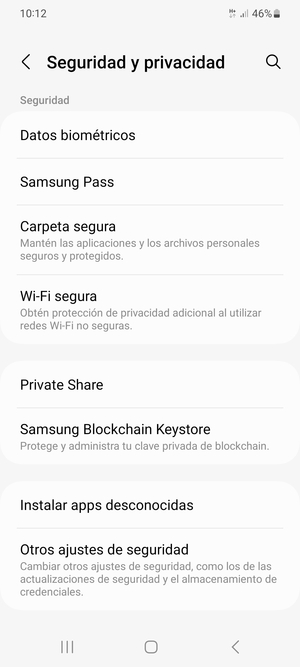 Desplácese y seleccione Otros ajustes de seguridad