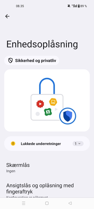 Vælg Skærmlås