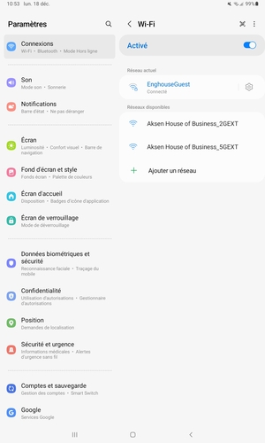Vous êtes maintenant connecté au réseau Wi-Fi