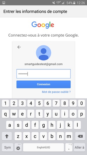 Saisissez votre mot de passe Gmail et sélectionnez Connexion
