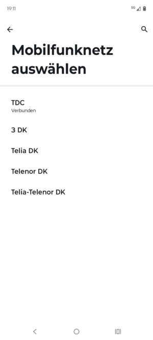 Wählen Sie einen Netzbetreiber von der Liste