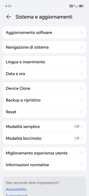 Seleziona Backup e ripristino