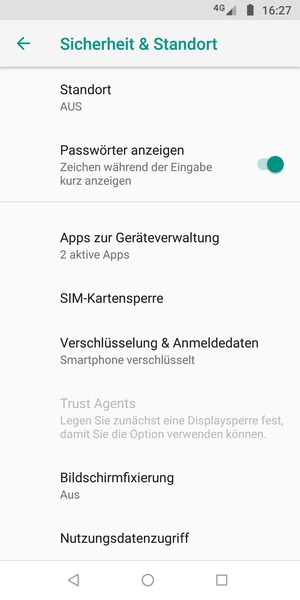 Scrollen Sie und wählen Sie SIM-Kartensperre