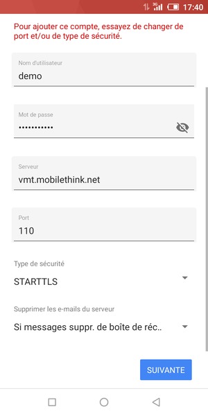 Faites défiler et sélectionnez Type de sécurité