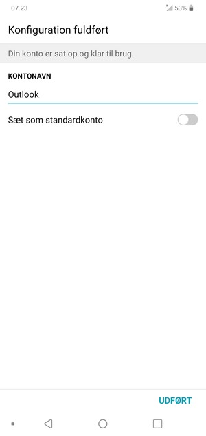 Giv din konto et navn og vælg UDFØRT