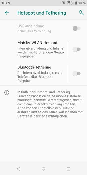 Wählen Sie Mobiler WLAN Hotspot