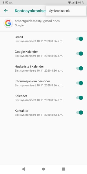 Velg Synkroniser nå