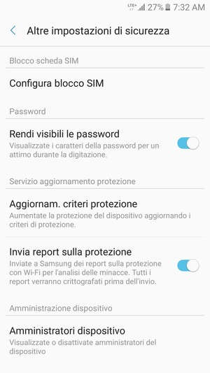 Seleziona Configura blocco SIM