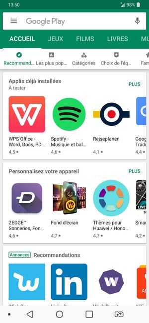 Sélectionnez la barre de Recherche
