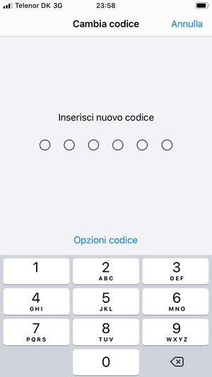 Inserisci il nuovo codice di accesso