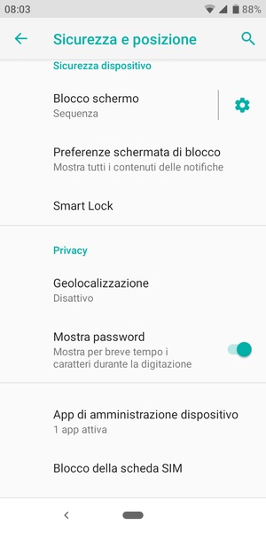 Seleziona Blocco della scheda SIM