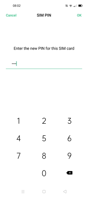 Enter your New PIN for the SIM card and select OK
