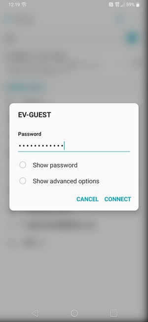 Enter the Wi-Fi password and select CONNECT