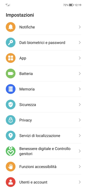 Scorri e seleziona Sicurezza