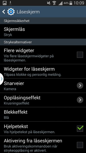 Velg Skjermlås