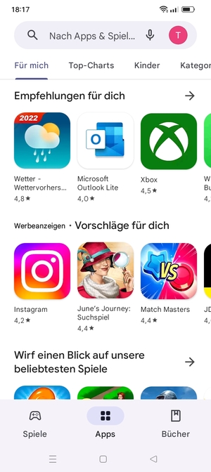Wählen Sie die Suchleiste