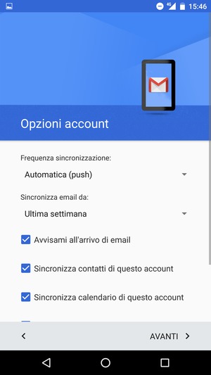 Seleziona AVANTI