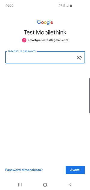Inserisci la tua password di Gmail e seleziona Avanti