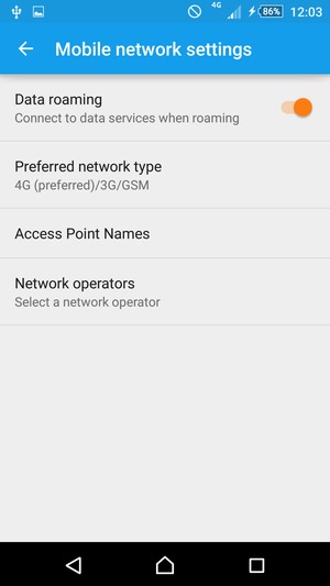 Turn Data roaming on or off