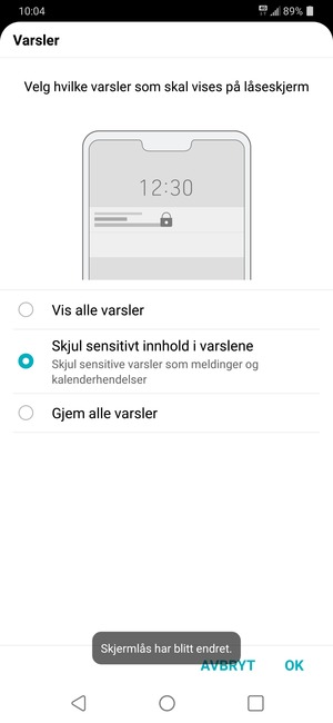 Velg ønsket alternativ og velg OK