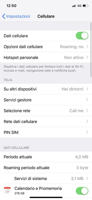 Seleziona PIN SIM