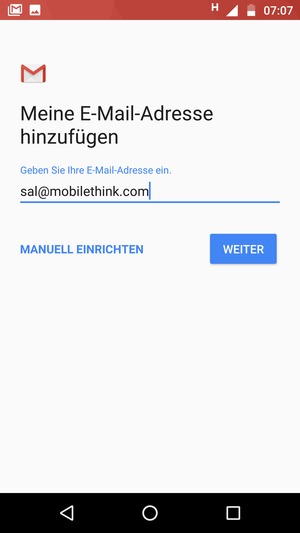 Geben Sie Ihre E-Mail-Adresse ein und wählen Sie MANUELL EINRICHTEN