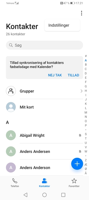 Vælg Indstillinger