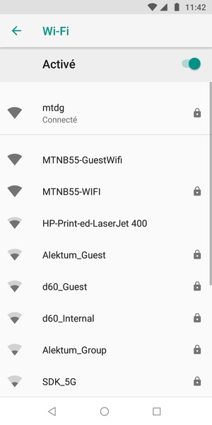 Vous êtes maintenant connecté au réseau Wi-Fi