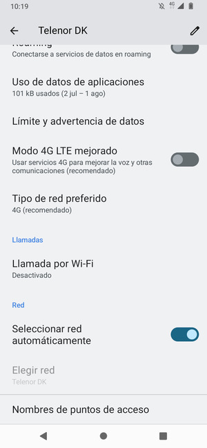 Desplácese y seleccione Nombres de puntos de acceso