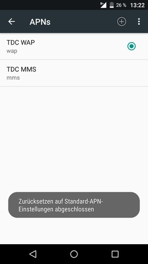 Ihr Handy wird auf Standard-Einstellungen für Internet und MMS zurückgestellt