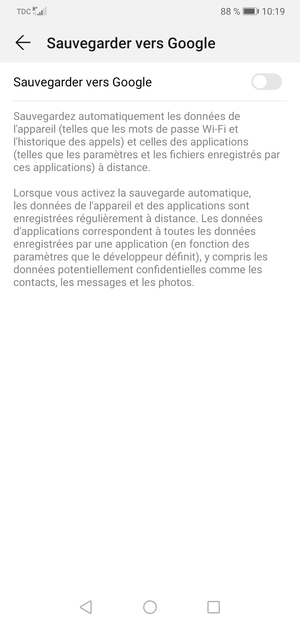 Activer le Sauvegarder vers Google