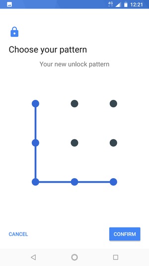 Draw the unlock pattern again and select CONFIRM