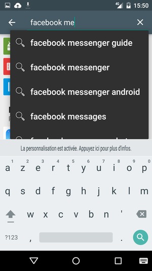 Saisissez le nom de l'appli et sélectionnez Rechercher
