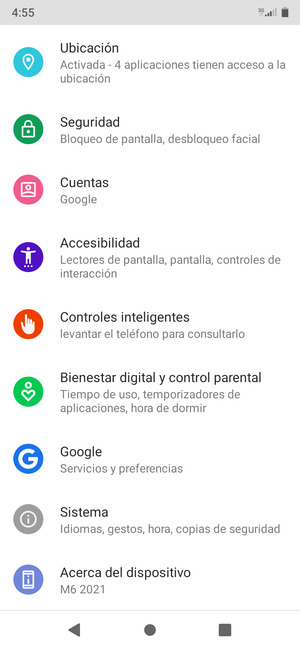 Desplácese y seleccione Seguridad