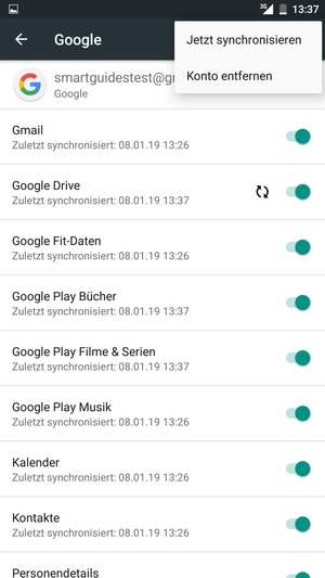 Wählen Sie Jetzt synchronisieren